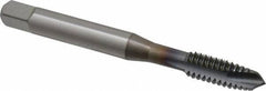OSG - 1/4-20 UNC, 3 Flute, TiCN Finish, Vanadium High Speed Steel Spiral Point Tap - Plug Chamfer, Right Hand Thread, 2-1/2" OAL, 1" Thread Length, 0.255" Shank Diam, Series 300 - Exact Industrial Supply