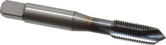 OSG - 3/8-24 UNF, 3 Flute, TiCN Finish, Vanadium High Speed Steel Spiral Point Tap - Plug Chamfer, Right Hand Thread, 2-15/16" OAL, 1-1/4" Thread Length, 0.381" Shank Diam, 2B Class of Fit, Series 300 - Exact Industrial Supply