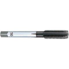 OSG - #10-32 UNF, 3 Flute, TiCN Finish, Powdered Metal Spiral Point Tap - Plug Chamfer, Right Hand Thread, 2-3/8" OAL, 7/8" Thread Length, 0.194" Shank Diam, Series 312 - Exact Industrial Supply