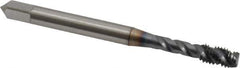 OSG - #10-32 UNF 3 Flute 3B Modified Bottoming Spiral Flute Tap - Vanadium High Speed Steel, TiCN Finish, 2-3/8" OAL, Right Hand Flute, Right Hand Thread, H2, Series EXOTAP VA3 - Exact Industrial Supply