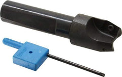 Kyocera - 15° Lead Angle, 9/16" Max Cut Diam, 9/16" Min Cut Diam, 0.34" Max Depth of Cut, Indexable Chamfer and Angle End Mill - 2 Inserts, XPMT 0902.. Insert Style, 2.78" Overall Length, Straight Shank - Industrial Tool & Supply