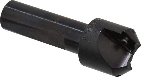 Kyocera - 45° Lead Angle, 9/16" Max Cut Diam, 9/16" Min Cut Diam, 0.24" Max Depth of Cut, Indexable Chamfer and Angle End Mill - 2 Inserts, XPMT 0902.. Insert Style, 2.91" Overall Length, Straight Shank - Industrial Tool & Supply