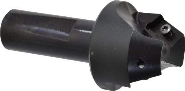 Kyocera - 30° Lead Angle, 1" Max Cut Diam, 1" Min Cut Diam, 1/2" Max Depth of Cut, Indexable Chamfer and Angle End Mill - 2 Inserts, XPMT 15T3.. Insert Style, 3.15" Overall Length, Straight Shank - Industrial Tool & Supply