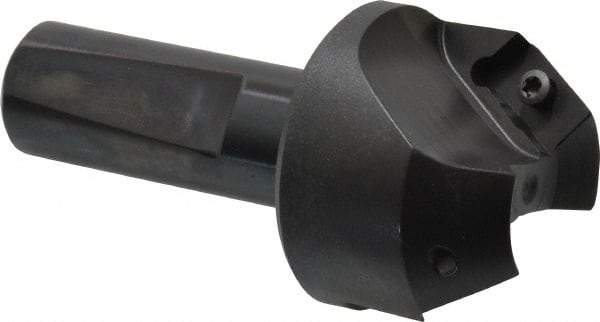 Kyocera - 35° Lead Angle, 1" Max Cut Diam, 1" Min Cut Diam, 0.472" Max Depth of Cut, Indexable Chamfer and Angle End Mill - 2 Inserts, XPMT 15T3.. Insert Style, 3.15" Overall Length, Straight Shank - Industrial Tool & Supply