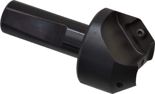 Kyocera - 37.5° Lead Angle, 1" Max Cut Diam, 1" Min Cut Diam, 0.456" Max Depth of Cut, Indexable Chamfer and Angle End Mill - 2 Inserts, XPMT 15T3.. Insert Style, 3.15" Overall Length, Straight Shank - Industrial Tool & Supply