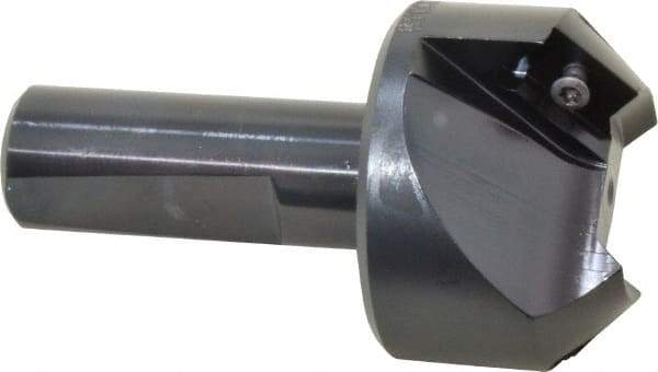 Kyocera - 45° Lead Angle, 1" Max Cut Diam, 1" Min Cut Diam, 0.4" Max Depth of Cut, Indexable Chamfer and Angle End Mill - 2 Inserts, XPMT 15T3.. Insert Style, 3.15" Overall Length, Straight Shank - Industrial Tool & Supply