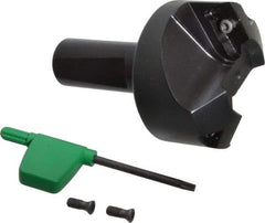 Kyocera - 60° Lead Angle, 1" Max Cut Diam, 1" Min Cut Diam, 0.284" Max Depth of Cut, Indexable Chamfer and Angle End Mill - 2 Inserts, XPMT 15T3.. Insert Style, 3.15" Overall Length, Straight Shank - Industrial Tool & Supply