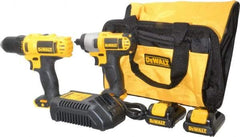 DeWALT - 12 Volt Cordless Tool Combination Kit - Includes 1/4" Impact Driver & 3/8" Drill/Driver, Lithium-Ion Battery Included - Industrial Tool & Supply