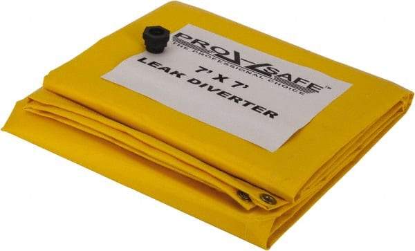 PRO-SAFE - Tarp-Shaped Heavy Duty Roof Leak Diverter - 7' Long x 7' Wide x 18 mil Thick, Yellow - Industrial Tool & Supply