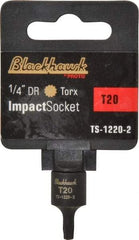 Blackhawk by Proto - 1/4" Drive, T20 Impact Torx Bit Socket - 1-3/16" OAL - Industrial Tool & Supply