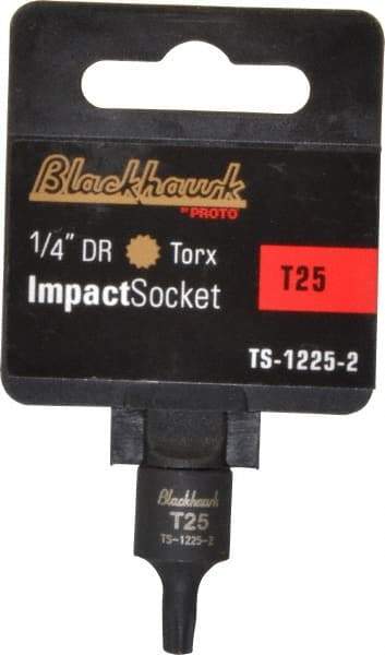 Blackhawk by Proto - 1/4" Drive, T25 Impact Torx Bit Socket - 1-3/16" OAL - Industrial Tool & Supply