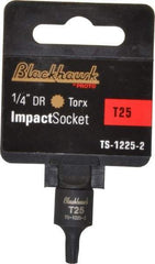 Blackhawk by Proto - 1/4" Drive, T25 Impact Torx Bit Socket - 1-3/16" OAL - Industrial Tool & Supply