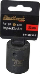 Blackhawk by Proto - 1/2" Drive 22mm Standard Impact Socket - 6 Points, 1-5/8" OAL - Industrial Tool & Supply