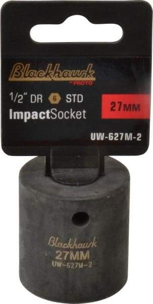 Blackhawk by Proto - 1/2" Drive 27mm Standard Impact Socket - 6 Points, 2" OAL - Industrial Tool & Supply