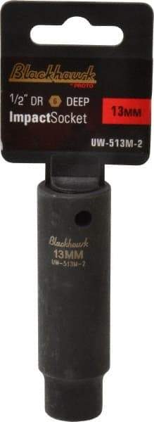 Blackhawk by Proto - 1/2" Drive 13mm Deep Impact Socket - 6 Points, 3-7/32" OAL - Industrial Tool & Supply