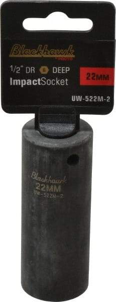 Blackhawk by Proto - 1/2" Drive 22mm Deep Impact Socket - 6 Points, 3-5/16" OAL - Industrial Tool & Supply