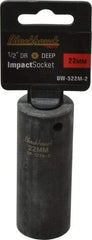 Blackhawk by Proto - 1/2" Drive 22mm Deep Impact Socket - 6 Points, 3-5/16" OAL - Industrial Tool & Supply