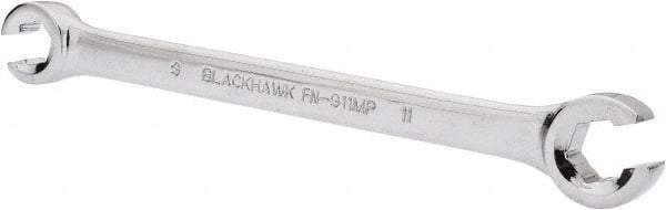 Blackhawk by Proto - 9 x 11mm, Full Polish, Open End Flare Nut Wrench - 6 Points, 6-5/16" OAL, Steel, Double End Head - Industrial Tool & Supply