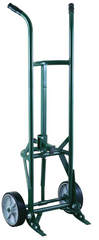 Drum Truck - Dual Handle - 1200 lb Capacity - Replaceable Chime Hook and Lifting Toes - Spring loaded swing axle - 62" H x 23" W - Industrial Tool & Supply