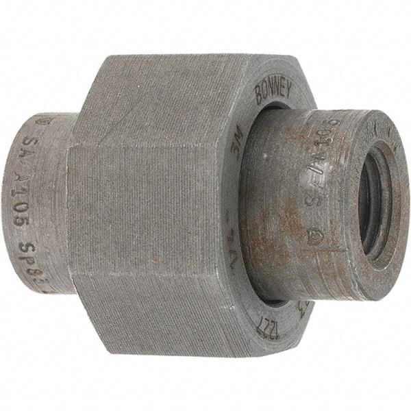 Made in USA - Size 1/4", Class 3,000, Forged Carbon Steel Black Pipe Union - 3,000 psi, Threaded End Connection - Industrial Tool & Supply