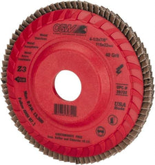 Camel Grinding Wheels - 40 Grit, 4-1/2" Disc Diam, 7/8" Center Hole, Type 27 Zirconia Alumina Flap Disc - 13,300 Max RPM, Poly Cotton Backing, Arbor Attaching System, Coated - Industrial Tool & Supply