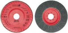 Camel Grinding Wheels - 80 Grit, 5" Disc Diam, 7/8" Center Hole, Type 27 Zirconia Alumina Flap Disc - 12,200 Max RPM, Poly Cotton Backing, Arbor Attaching System, Coated - Industrial Tool & Supply