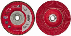 Camel Grinding Wheels - 40 Grit, 5" Disc Diam, 5/8-11 Center Hole, Type 27 Ceramic Flap Disc - 12,200 Max RPM, Polyester Backing, Arbor Attaching System, Coated - Industrial Tool & Supply