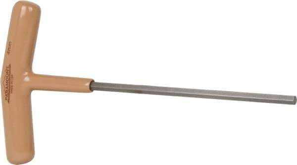 Paramount - 4mm Hex, T-Handle Cushion Grip, Hex Key - 6" OAL, Steel, Metric System of Measurement - Industrial Tool & Supply