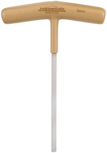 Paramount - 5mm Hex, T-Handle Cushion Grip, Hex Key - 6" OAL, Steel, Metric System of Measurement - Industrial Tool & Supply