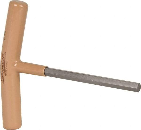 Paramount - 8mm Hex, T-Handle Cushion Grip, Hex Key - 6" OAL, Steel, Metric System of Measurement - Industrial Tool & Supply