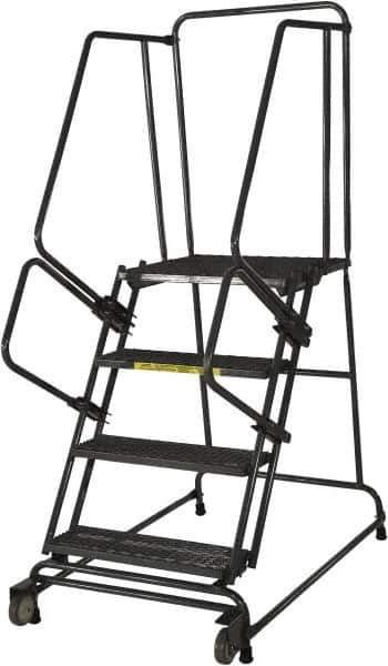 Ballymore - 20" 2 Step Ladder - Rolling Safety Ladder, 450 Lb Capacity, 20" Platform Height, 30" Base Width x 34" Base Depth, Expanded Metal Tread - Industrial Tool & Supply