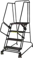 Ballymore - 40" 4 Step Ladder - Rolling Safety Ladder, 450 Lb Capacity, 40" Platform Height, 30" Base Width x 46" Base Depth, Expanded Metal Tread - Industrial Tool & Supply