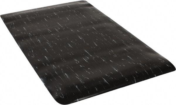 PRO-SAFE - 5' Long x 3' Wide, Dry Environment, Anti-Fatigue Matting - Black Marbleized, Vinyl with Vinyl Sponge Base - Industrial Tool & Supply