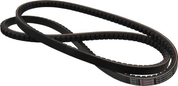 Browning - Section BX, 21/32" Wide, 64" Outside Length, Gripnotch V-Belt - Rubber Compound, Gripnotch, No. BX61 - Industrial Tool & Supply