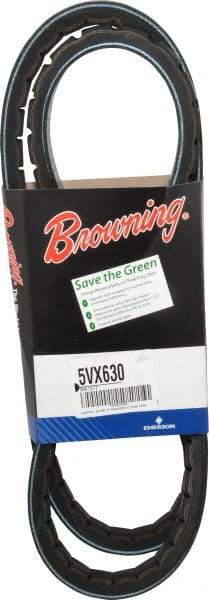 Browning - Section 5VX, 5/8" Wide, 63" Outside Length, Gripnotch V-Belt - Rubber Compound, 358 Gripnotch, No. 5VX630 - Industrial Tool & Supply