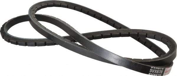 Browning - Section 5VX, 5/8" Wide, 67" Outside Length, Gripnotch V-Belt - Rubber Compound, 358 Gripnotch, No. 5VX670 - Industrial Tool & Supply