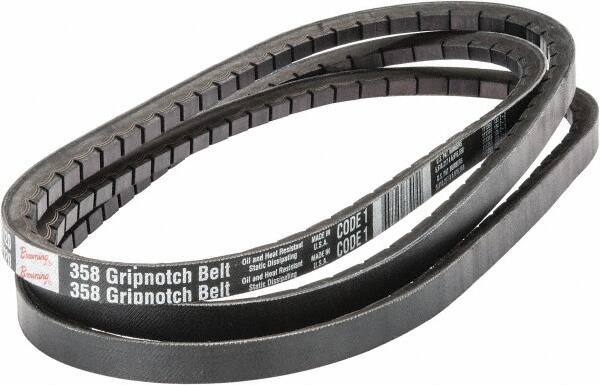 Browning - Section 5VX, 5/8" Wide, 112" Outside Length, Gripnotch V-Belt - Rubber Compound, 358 Gripnotch, No. 5VX1120 - Industrial Tool & Supply