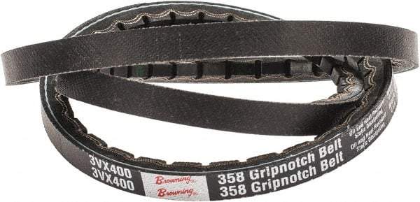 Browning - Section 3VX, 3/8" Wide, 40" Outside Length, Gripnotch V-Belt - Rubber Compound, 358 Gripnotch, No. 3VX400 - Industrial Tool & Supply