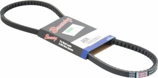 Browning - Section AX, 1/2" Wide, 40" Outside Length, Gripnotch V-Belt - Rubber Compound, Gripnotch, No. AX38 - Industrial Tool & Supply