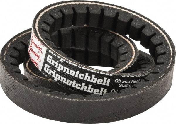 Browning - Section AX, 1/2" Wide, 24" Outside Length, Gripnotch V-Belt - Rubber Compound, Gripnotch, No. AX22 - Industrial Tool & Supply
