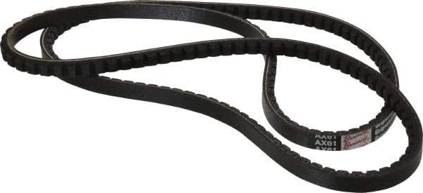 Browning - Section AX, 1/2" Wide, 63" Outside Length, Gripnotch V-Belt - Rubber Compound, Gripnotch, No. AX61 - Industrial Tool & Supply