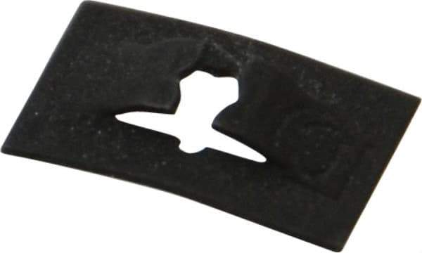 Made in USA - 3/8" Long x 9/16" Wide, Rectangular Speed Nut - 1/16" Hole Diam, Spring Steel, Black Phosphate Finish, For Nonthreaded Fasteners - Industrial Tool & Supply