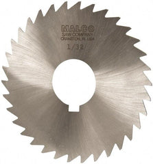 Made in USA - 3-1/2" Diam x 1/32" Blade Thickness x 1" Arbor Hole Diam, 34 Tooth Slitting and Slotting Saw - Arbor Connection, Right Hand, Uncoated, High Speed Steel, Concave Ground, Contains Keyway - Industrial Tool & Supply