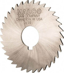 Made in USA - 3-1/2" Diam x 3/32" Blade Thickness x 1" Arbor Hole Diam, 34 Tooth Slitting and Slotting Saw - Arbor Connection, Right Hand, Uncoated, High Speed Steel, Concave Ground, Contains Keyway - Industrial Tool & Supply