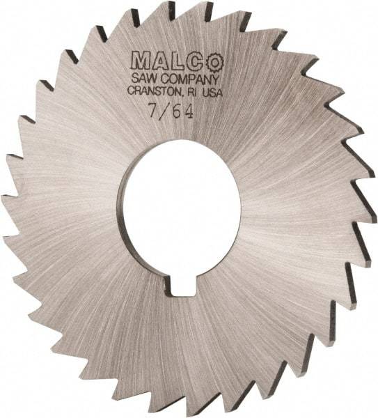 Made in USA - 3" Diam x 7/64" Blade Thickness x 1" Arbor Hole Diam, 30 Tooth Slitting and Slotting Saw - Arbor Connection, Right Hand, Uncoated, High Speed Steel, Concave Ground, Contains Keyway - Industrial Tool & Supply