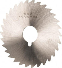 Made in USA - 4-1/2" Diam x 3/64" Blade Thickness x 1" Arbor Hole Diam, 36 Tooth Slitting and Slotting Saw - Arbor Connection, Right Hand, Uncoated, High Speed Steel, Concave Ground, Contains Keyway - Industrial Tool & Supply