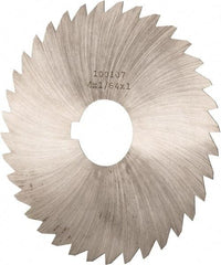 Made in USA - 4" Diam x 1/64" Blade Thickness x 1" Arbor Hole Diam, 36 Tooth Slitting and Slotting Saw - Arbor Connection, Right Hand, Uncoated, High Speed Steel, Concave Ground, Contains Keyway - Industrial Tool & Supply
