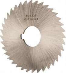 Made in USA - 4" Diam x 7/64" Blade Thickness x 1" Arbor Hole Diam, 36 Tooth Slitting and Slotting Saw - Arbor Connection, Right Hand, Uncoated, High Speed Steel, Concave Ground, Contains Keyway - Industrial Tool & Supply