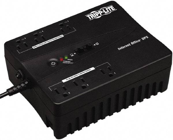 Tripp-Lite - 15 Amp, 350 VA, Flat Pack Mount Standby Backup Uninterruptible Power Supply - Backup 3 min with Full Load & 10 min with Half Load, 120 VAC Input & Output, 180 Watt Output, 1 Phases, 6 Outlets - Industrial Tool & Supply