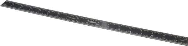 SPI - 18" Long, 1/64, 1/32" and 0.5, 1mm Graduation, Rigid Steel Rule - English/Metric Graduation Style, 1-1/8" Wide, Black, Black Chrome Finish - Industrial Tool & Supply